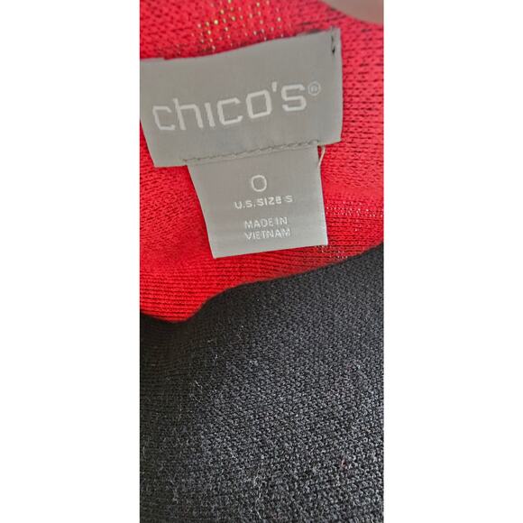 NWT Chico's Sz 0 Bi Color Red Black Double Knit Tunic Sweater Size Small - Picture 4 of 5